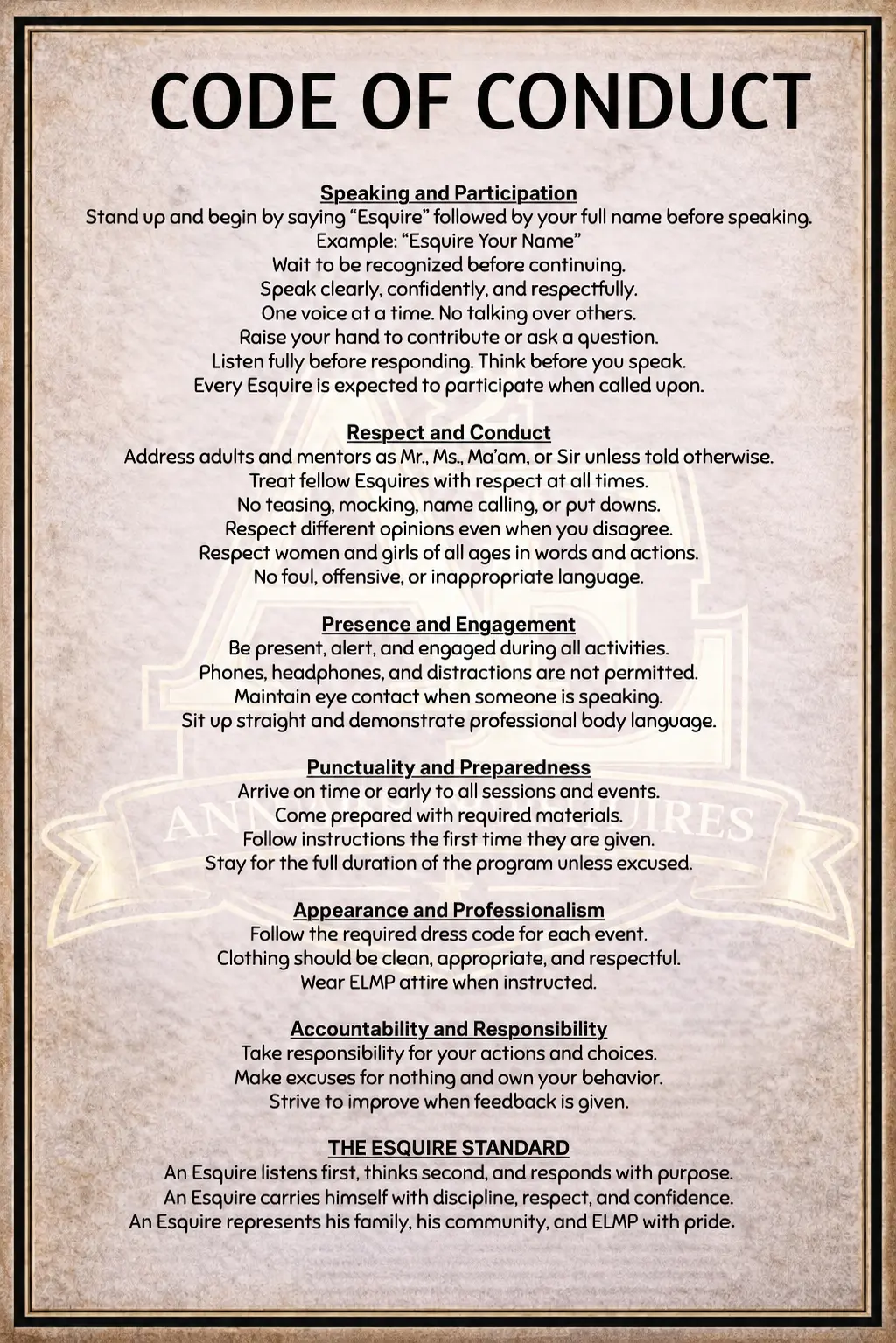 ELMP Code of Conduct