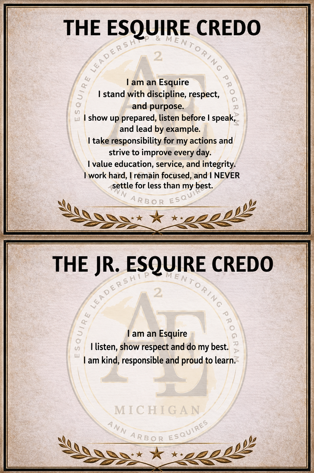 The Esquire Credo and The Jr. Esquire Credo