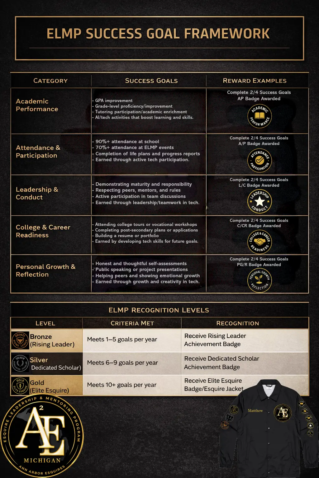 ELMP recognition levels and success system